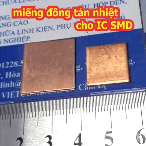Miếng đồng tản nhiệt cho IC SMD, IC dán kích thước 15x15x1.5mm/20x20x1mm kde4440