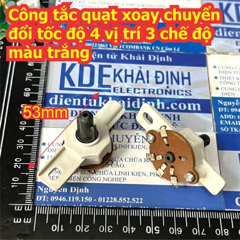 Công tắc quạt treo trường xoay chuyển đổi tốc độ 4 vị trí 3 chế độ màu trắng kde4491