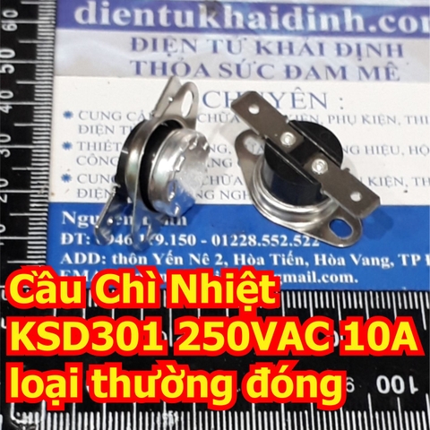 Cầu Chì Nhiệt nồi cơm điện KSD301 250VAC 10A thường đóng 50-160 độ C kde4508