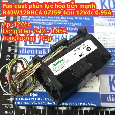 Fan quạt phản lực hỏa tiễn mạnh tản nhiệt server Nidec 4056 4cm R40W12BHCA 07J59 4x4x5.6cm 12Vdc 0.95A kde4566