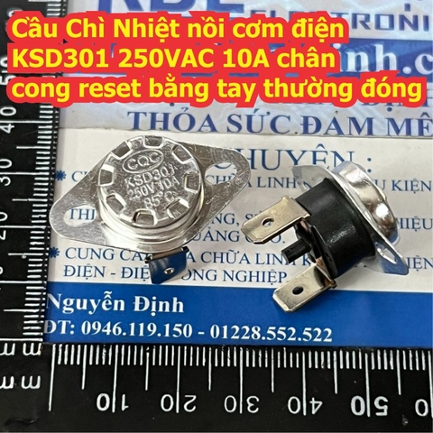 Cầu Chì Nhiệt nồi cơm điện KSD301 250VAC 10A chân cong reset bằng tay thường đóng 85 độ kde4576