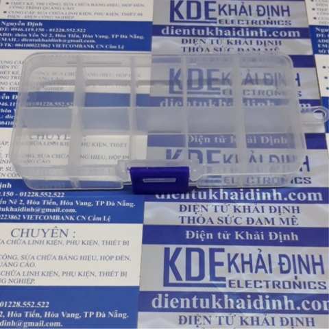 hộp nhựa đựng linh kiện, ốc vít…10 ô nhỏ, 22x65x128mm kde4610