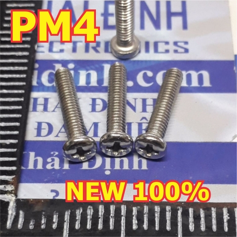 bulong, vít pake M4 PM4 inoc inox 4 chấu đầu +, đầu tròn, bầu M4 dài 5mm ~ 60mm kde4737