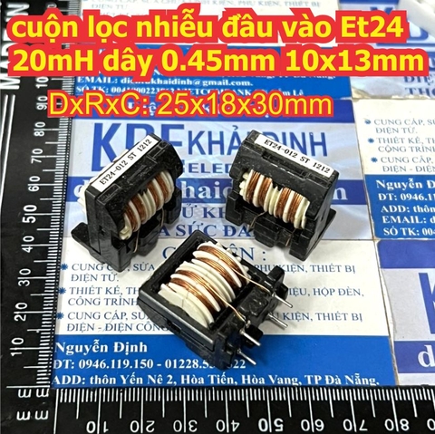 cuộn lọc nhiễu đầu vào cuộn cảm ET24 20mH dây 0,45mm 10x13mm kde4823