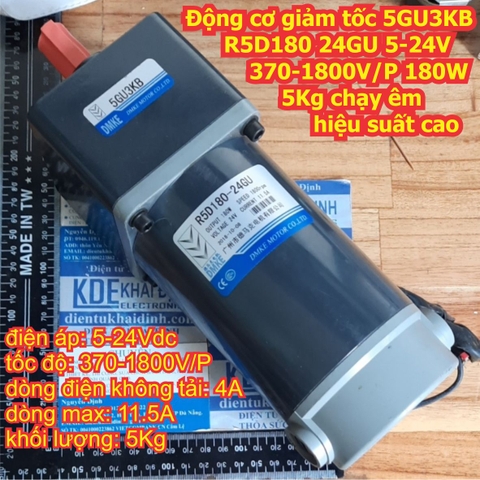 Động cơ giảm tốc 5GU3KB R5D180 24GU 5-24V 370-1800V/P 180W 5Kg chạy êm hiệu suất cao kde4885