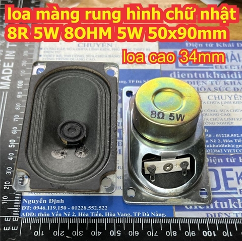 loa màng rung hình chữ nhật loa tivi 8R 8OHM 5W 50x90mm kde5009
