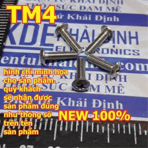 bulong bu lông vít Kake M4 TM4 inoc inox 4 chấu đầu +, đầu dù tròn, dài 6mm~50mm kde5062