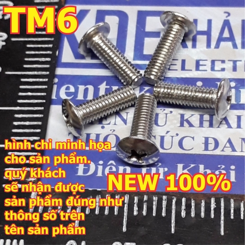 bulong bu lông vít Kake M6 TM6 inoc inox 4 chấu đầu +, đầu dù tròn, dài 10mm đến 60mm kde5070