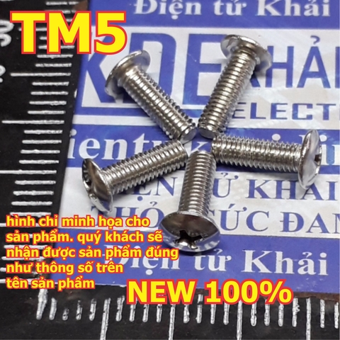 bulong bu lông vít Kake M5 TM5 inoc inox 4 chấu đầu +, đầu dù tròn, dài 6mm đến 60mm kde5085