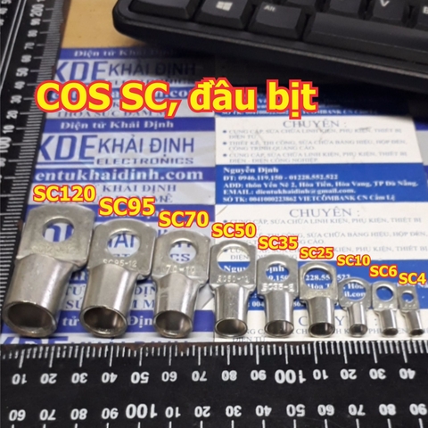 Đầu COS trần, bịt đầu SC bằng đồng mạ si chống oxi hóa SC4-4 ~ SC95-12 SC4 SC6 Sc10 SC16 SC25 SC35 SC50 SC70 kde5180