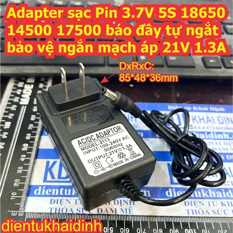 Cục Adapter sạc Pin 3.7V 18650 14500 17500 tự ngắt bảo vệ PIN 5S 21V 6S 25.2V kde7874
