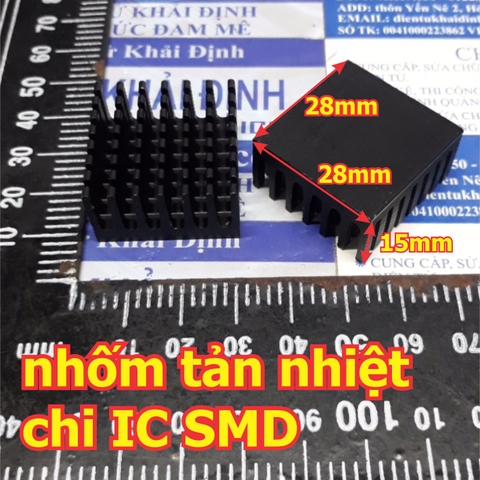 miếng nhôm tản nhiệt cho IC SMD, IC dán kích thước 28x28x15mm kde5350