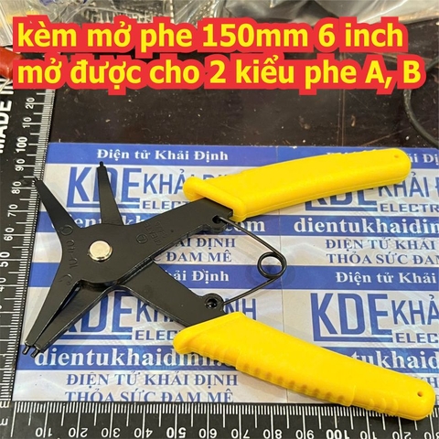 kèm kìm mở phe vòng phanh 150mm 6 inch, mở được cho 2 kiểu phe A, B kde5357