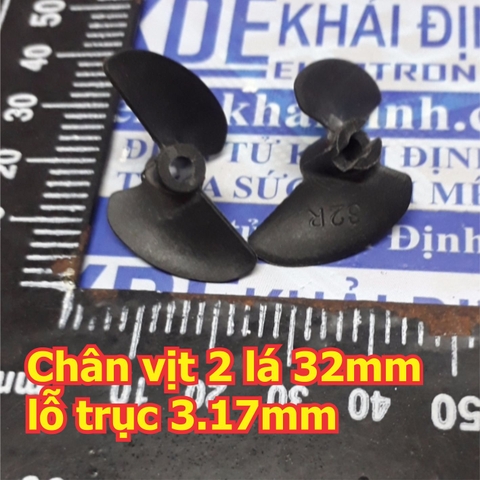 chân vịt tàu thủy mô hình 2 lá, 2 cánh màu đen nhựa cứng (bộ 2 cánh thuận nghịch) 32mm, lỗ trục 3.17mm kde5471