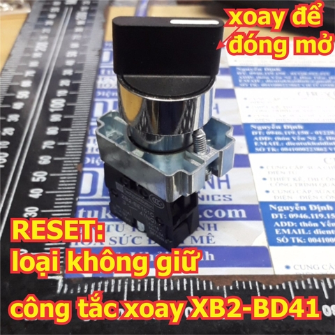 Công tắc xoay tủ điện RESET, không giữ, 1 chiều, 1 thường mở, phi 22mm, XB2-BD41 kde5618