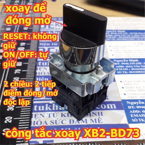 Công tắc xoay tủ điện 1 RESET, 1 ON/OFF , 2 thường mở, phi 22mm, XB2-BD73 kde5621