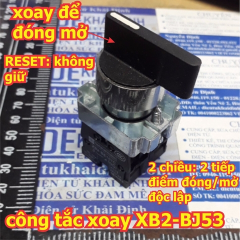 Công tắc xoay tủ điện RESET, không giữ, 2 chiều, 2 thường mở, phi 22mm, cần dài XB2-BJ53 kde5623