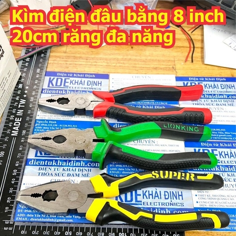 Kìm điện đầu bằng 8 inch 20cm răng đa năng mẫu 1 màu vàng kde5643