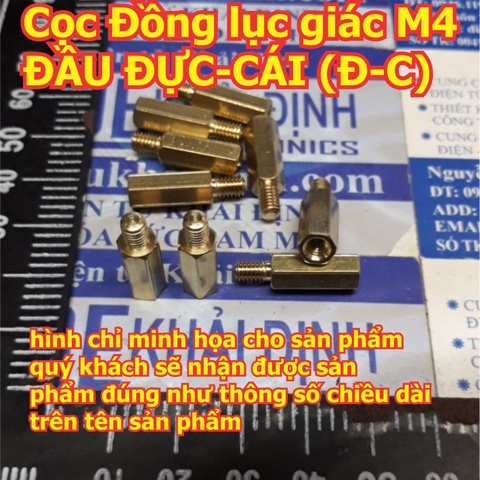 Cọc Đồng cột trụ đồng lục giác lỗ ốc, đầu vặn M4 ĐẦU ĐỰC-CÁI (Đ-C) các loại dài 6mm ~ 60mm kde5665