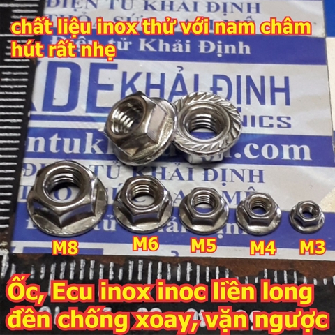 Ốc, Ecu inox inoc liền long đền chống xoay trượt lỏng các loại M3 ~ M12 kde5839