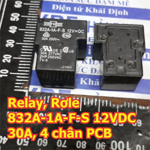 Relay, Rơle chữ L đen SONG CHUAN NT90RHAS12CB 832A-1A-S 12VDC 24Vdc 30A 240V 4 chân PCB kde5927