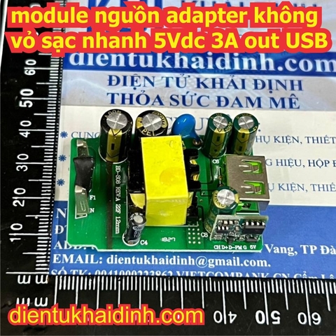 module nguồn adapter không vỏ sạc nhanh 5Vdc 3A out USB kde6059