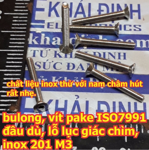 bulong bu lông vít pake ISO7991 7991 đầu bằng, lỗ lục giác chìm, inoc inox 201 M3  các loại 6mm ~ 40mm kde6092