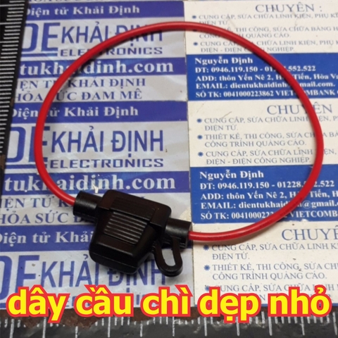 dây đế cầu chì DẸP, loại nhỏ, XE máy dây ra 2 đầu, dây 16AWG 22A/600V   kde6112