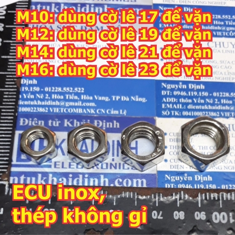 Ốc, ECU inox inoc không gỉ GB52 VR10 ~ VR16 10mm~16mm M10 M12 M14 M16 kde6242