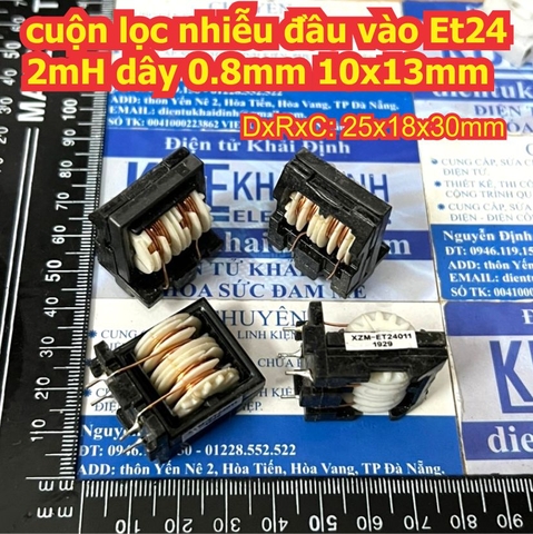 cuộn lọc nhiễu đầu vào cuộn cảm ET24 2mH dây 0.8mm kích thước chân 10x13mm kde6295