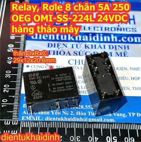 Relay, Rơle 8 chân 5A 250V OEG OMI-SS-224L 24VDC hàng tháo máy kde6436