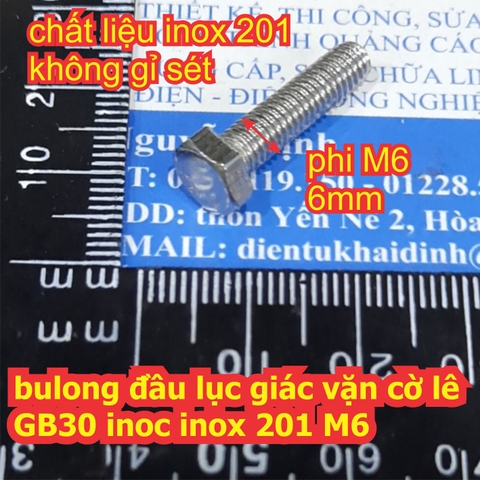 bulong bu lông đầu lục giác vặn cờ lê GB30 inoc inox 201 M6 dài 10mm ~ 100mm kde6626