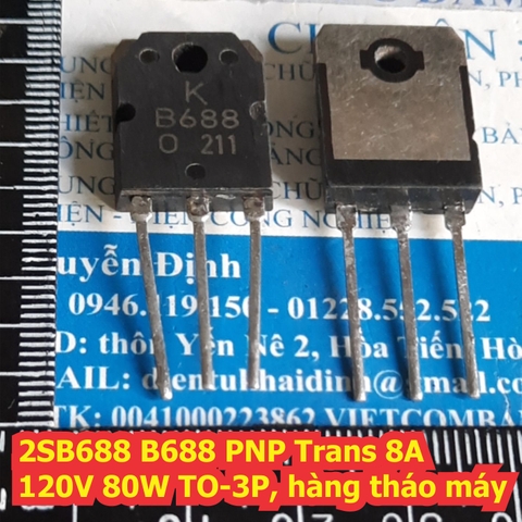 2SB688 B688 PNP Trans 8A 120V 80W TO-3P, hàng tháo máy kde7063