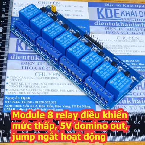 Module 8 relay điều khiển mức thấp, 5V domino out, jump ngắt hoạt động kde7096