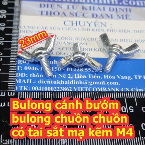 Bulong bu lông vặn tay tai sắt cánh bướm chuồn chuồn mạ kẽm M4 M5 M6 M8 dài 10~40mm kde7140