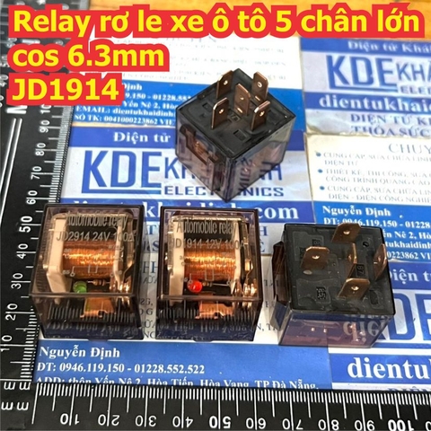 Relay rơ le xe ô tô 5 chân lớn cos 6.3mm JD1914 12V / 24V 80A / 100A kde7203