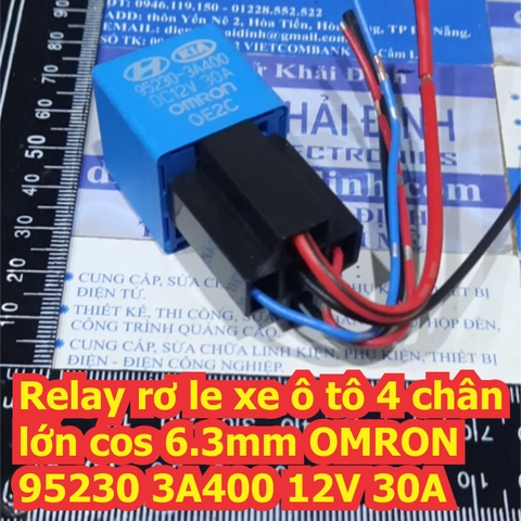 Relay rơ le xe ô tô 4 chân lớn cos 6.3mm OMRON 95230 3A400 12V 30A và đế kde7212