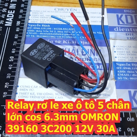 Relay rơ le xe ô tô 5 chân lớn cos 6.3mm OMRON 39160 3C200 12V 30A và đế kde7216