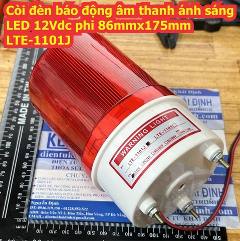 Còi đèn báo động âm thanh ánh sáng LED LTE-1101J / chỉ ánh sáng LTE-1101 105Db phi 86mmx175mm 12V 24V 220V kde7410