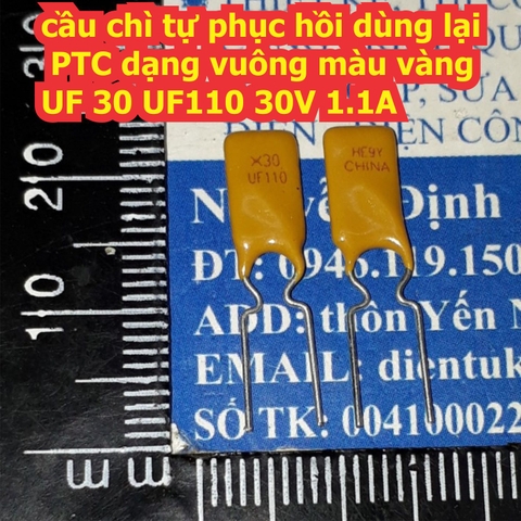 cầu chì tự phục hồi dùng lại PTC dạng vuông màu vàng UF 30 UF110 ~ UF900 30V 1.1A ~ 9A kde7531