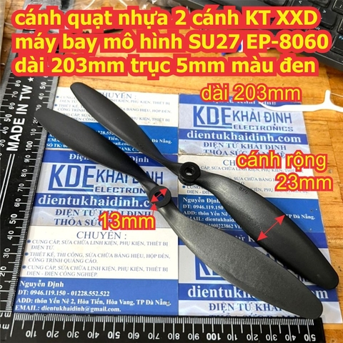 bộ 4 cánh quạt nhựa 2 cánh KT XXD máy bay mô hình SU27 EP-8060 dài 203mm trục 5mm màu đen kde7803