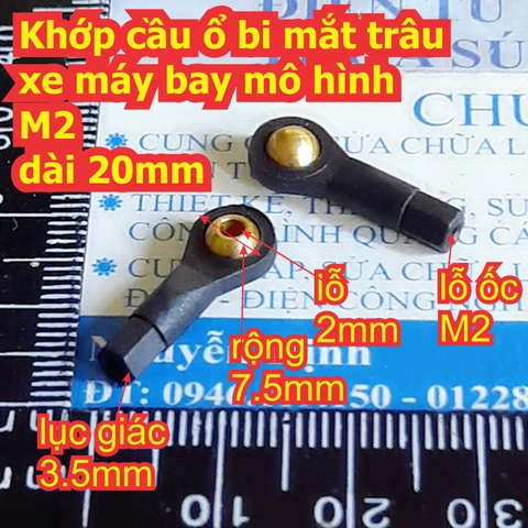 Khớp cầu ổ bi mắt trâu xe máy bay mô hình M2 dài 20mm kde7804