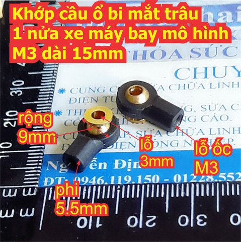 Khớp cầu ổ bi mắt trâu 1 nửa xe máy bay mô hình M3 dài 15mm kde7806