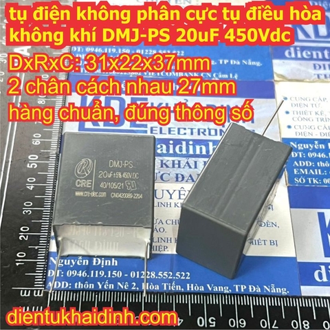 tụ điện không phân cực tụ điều hòa không khí DMJ-PS 20uF 450Vdc kde7830