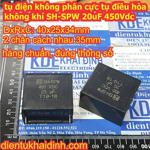 tụ điện không phân cực tụ điều hòa không khí SH-SPW 20uF 450Vdc kde7831