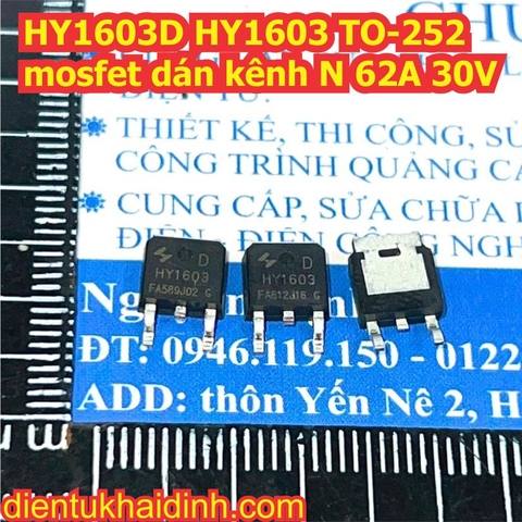 HY1603D HY1603 TO-252 mosfet dán kênh N 62A 30V kde7834