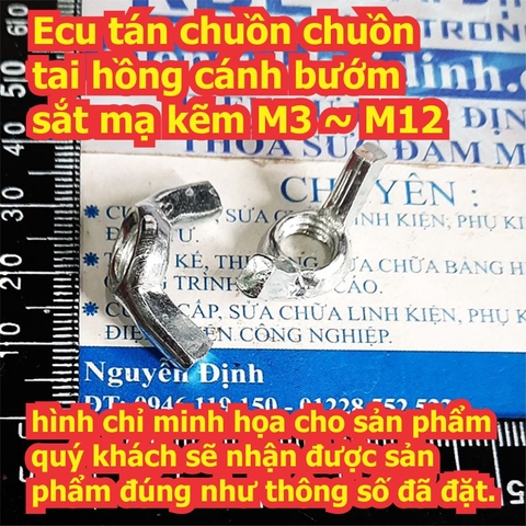 Ecu vặn tay tán chuồn chuồn tai hồng sắt mạ kẽm cỡ M3 ~ M12 kde8126
