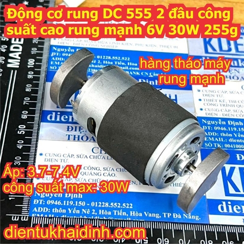 Động cơ rung DC 555 2 đầu công suất cao rung mạnh 6V 30W 255g kde8307
