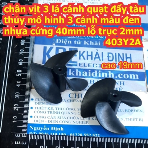 chân vịt 3 lá cánh quạt đẩy tàu thủy mô hình 3 cánh màu đen nhựa cứng 40mm lỗ trục 2mm 403Y2A kde8409