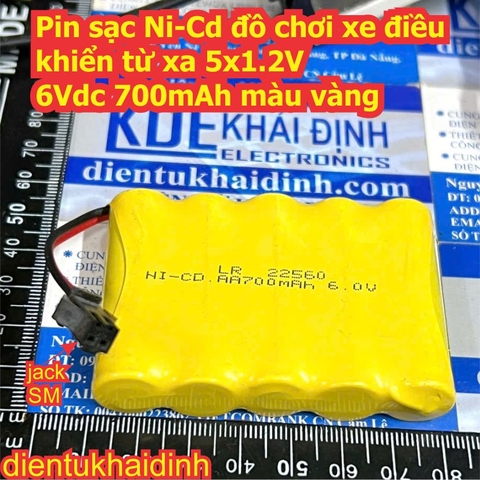 Pin sạc Ni-Cd đồ chơi xe điều khiển từ xa 5x1.2V 6Vdc 700mAh kde8528